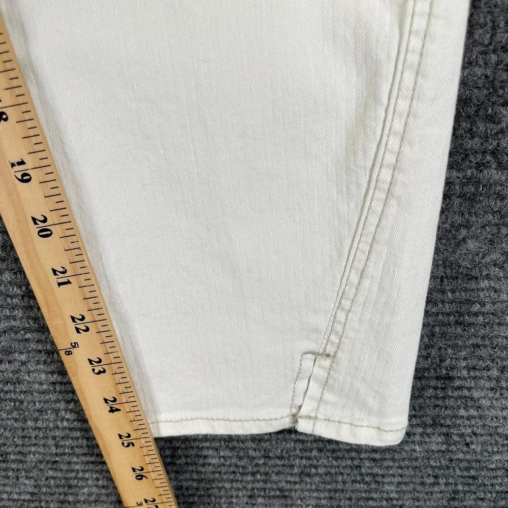 Free People Denim Pants Womens 31 White Herringbone Slit Hem Casual Jeans